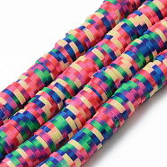 Handmade Polymer Clay Beads Strands, for DIY Jewelry Crafts Supplies, Heishi Beads, Disc/Flat Round, Colorful, 6x0.5~1mm, Hole: 1.8mm, about 320~447pcs/strand, 15.75 inch~16.14 inch(40~41cm)(CLAY-N008-010L)