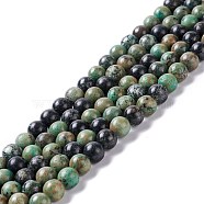 Natural Green Line Jaspe Beads Strands, Round, 8mm, Hole: 1.2mm, about 48~49pcs/strand, 15.67~15.94 inch(39.8~40.5cm)(G-K317-A15)