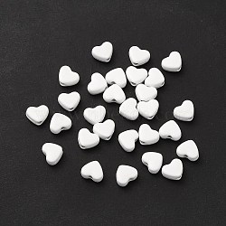 Heart Spray Painted Alloy Beads, Cadmium Free & Nickel Free & Lead Free, White, 5x6x3mm, Hole: 1.2mm(FIND-G053-01O)