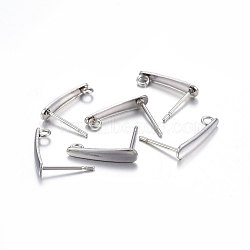 201 Stainless Steel Stud Earring Findings, with 304 Stainless Steel Pin and Loop, Teardrop, Stainless Steel Color, 15x3x1mm, Hole: 1.5mm, Pin: 0.8mm(STAS-P210-39P)