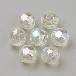 Transparent Acrylic Beads, AB Color, Faceted, Round, Clear AB, 10mm, Hole: 1.5mm(X-TACR-Q241-06-10mm)