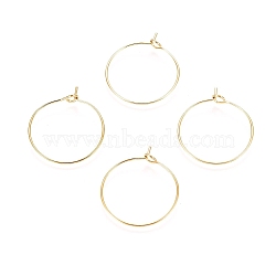 Ion Plating(IP) 316L Surgical Stainless Steel Hoop Earring Findings, Wine Glass Charms Findings, Golden, 35x0.8mm, 20 Gauge(STAS-D164-02G-A)