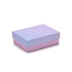 Cardboard Jewelry Boxes, with Black Sponge Mat, for Jewelry Gift Packaging, Rectangle with Word, Lilac, 9.3x7.3x3.25cm(CON-D012-03D)