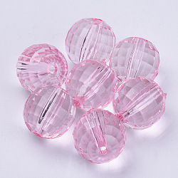 Transparent Acrylic Beads, Faceted, Round, Pink, 8x8mm, Hole: 1.5mm(X-TACR-Q254-8mm-V03)