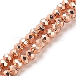 Electroplate Glass Beads Strands, Faceted, Rondelle, Light Salmon, 3x2.5mm, Hole: 0.8mm, about 170~172pcs/strand, 16.73''(42.5cm)(EGLA-D030-15A-05)