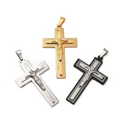 Vacuum Plating 304 Stainless Steel Big Pendants, Crucifix Cross, Mixed Color, 54x33x6mm, Hole: 8mm(STAS-H173-05)
