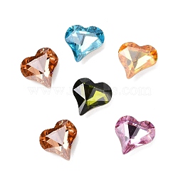 Cubic Zirconia Cabochons Cabochons, Pointed Back & Back Plated, Heart, Mixed Color, 13x12x4.3mm(RGLA-J017-B-TG)