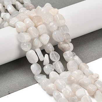 Natural Rainbow Moonstone Beads Strands, Nuggets, Tumbled Stone, 7~13x4.5~10x4.5~10mm, Hole: 1.2mm, about 44~46pcs/strand, 15.08~16.14 inch(38.3~41cm)