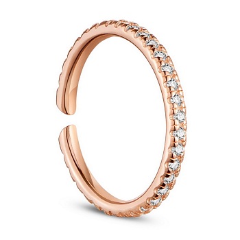 SHEGRACE Simple Design 925 Sterling Silver Cuff Rings, Open Rings, Micro Pave Grade AAA Cubic Zirconia, Rose Gold, Size 8, 18mm