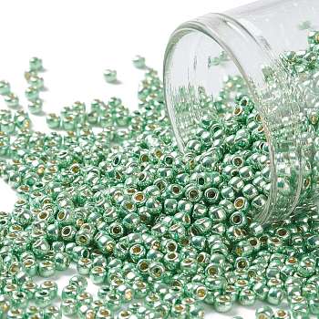 TOHO Round Seed Beads, Japanese Seed Beads, (PF570) PermaFinish Light Green Lime Metallic, 11/0, 2.2mm, Hole: 0.8mm, about 1110pcs/10g