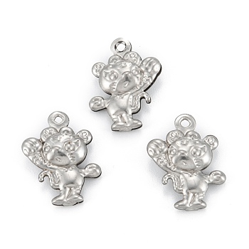 316 Surgical Stainless Steel Pendants, Bear, Stainless Steel Color, 17x13x4mm, Hole: 1.2mm