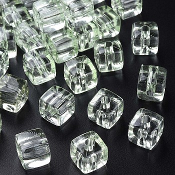 Transparent Acrylic Beads, Square, Light Green, 13x12.5x12.5mm, Hole: 3.5mm, about 162pcs/500g