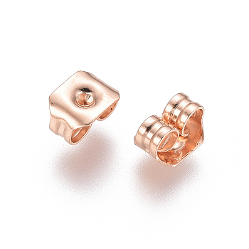 304 Stainless Steel Ear Nuts, Butterfly Earring Backs for Post Earrings, Rose Gold, 3.5x5x3mm, Hole: 1mm