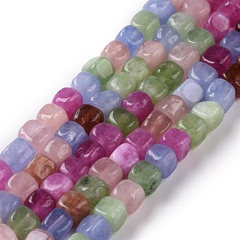 Natural Quartz Beads Strands, Dyed & Heated, Cube, Colorful, 5~7x5~7x5~7mm, Hole: 0.8mm, about 66~71pcs/strand, 14.80~ 15.08 inchi(37.6~38.3cm)