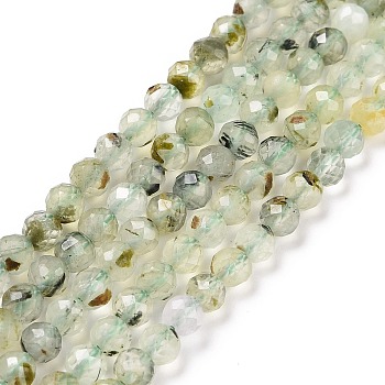 Natural Prehnite Beads Strands, Faceted, Round, 4mm, Hole: 0.7mm, about 93~94pcs/strand, 15.35~15.55 inch(39~39.5cm)