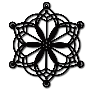 Iron Pendant Decorations, for Outdoor Garden Decoration, Flower, Electrophoresis Black, 28.5x25cm