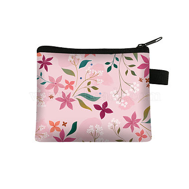 Pink Flower Polyester Clutch Bags