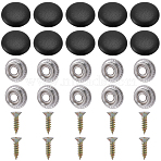 20Sets Leather Car Roof Buckle Fastener, with Iron Findings, Flat Round, Black, 20x5mm, Inner Diameter: 9.5mm(IFIN-GF0001-65B)
