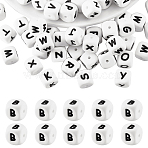 20Pcs White Cube Letter Silicone Beads 12x12x12mm Square Dice Alphabet Beads with 2mm Hole Spacer Loose Letter Beads for Bracelet Necklace Jewelry Making, Letter.B, 12mm, Hole: 2mm(JX432B)