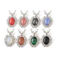 Synthetic Mixed Gemstone Pendants, with Platinum Tone Alloy Findings, Deer Charms, 56x33x4mm, Hole: 5x8mm(G-A226-02P-B)