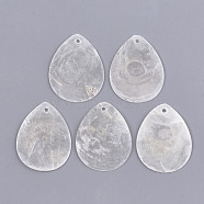 Capiz Shell Pendants, teardrop, WhiteSmoke, 39x30x1mm, Hole: 1.5mm(SSHEL-T006-06)