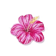 Double-sided Printed Opaque Acrylic Pendants, Flower, Camellia, 36.5x39x2.4mm, Hole: 1.5mm(MACR-F075-02A)