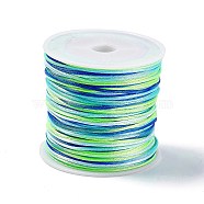 Segment Dyed Nylon Thread Cord, Rattail Satin Cord, for DIY Jewelry Making, Chinese Knot, Green, 1mm(NWIR-A008-01K)