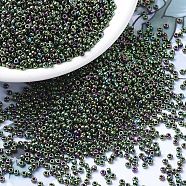 MIYUKI Round Rocailles Beads, Japanese Seed Beads, 11/0, (RR465) Metallic Dark Green Iris, 2x1.3mm, Hole: 0.8mm, about 1111pcs/10g(X-SEED-G007-RR0465)