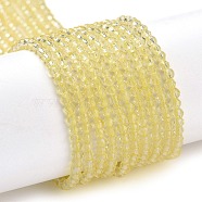Transparent Glass Beads Strands, Faceted Round, Light Goldenrod Yellow, 2x2mm, Hole: 0.6mm, about 184pcs/strand, 14.49''(36.8cm)(GLAA-H021-03-04)