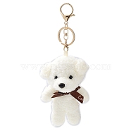 Cute Cotton Keychain, with Iron Key Ring, for Bag Decoration, Keychain Gift Pendant, Dog, 19.5cm(KEYC-A012-01D)