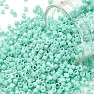 Cylinder Seed Beads, Opaque Colours Luster, Uniform Size, Aquamarine, 2x1.5mm, Hole: 0.8mm, about 40000pcs/bag, about 450g/bag(SEED-H001-H07)