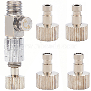 Brass Air Pipe Changers Set, Painting Spray Nozzle Accessories, with Screw Changers, Column, Platinum, 37x18x12.5mm, Inner Diameter: 5mm and 6.5mm, Screw Changers: 17x11mm, Hole: 2.8mm, 5pcs(KK-WH0034-65P)