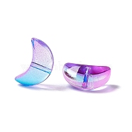 Electroplate Glass Bead, Crescent Moon, Medium Orchid, 9x14x6mm, Hole: 1.2mm(EGLA-H102-07I)