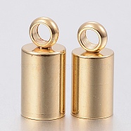 201 Stainless Steel Cord Ends, End Caps, Column, Golden, 8x3mm, Hole: 1.2mm, Inner Diameter: 3mm(STAS-H436-13A)