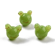 Handmade Lampwork Beads, Frog, Olive Drab, 14~14.5x15~17x12~13mm, Hole: 1.4~2mm(LAMP-I024-26C)