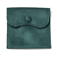 Velvet Jewelry Pouches, Jewelry Gift Bags with Snap Button, for Ring Necklace Earring Bracelet Storage, Square, Dark Cyan, 10x9.7x0.2cm(ABAG-K001-01C-02)