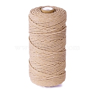100M Round Cotton Braided Cord, for DIY Handmade Tassel Embroidery Craft, Blanched Almond, 3mm, about 109.36 Yards(100m)/Roll(PW-WG54274-33)
