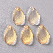 Transparent Spray Painted Glass Pendants, with Glitter Powder, Petaline, Gold, 16x9.5x2mm, Hole: 1mm(GLAA-S190-014A-05)