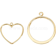 24Pcs 2 Style Long-Lasting Plated Brass Pendants, Nickel Free, Heart & Ring, Real 18K Gold Plated, 12pcs/style(KK-BC0002-60)
