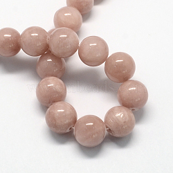 Natural Dyed Yellow Jade Gemstone Bead Strands, Round, Rosy Brown, 8mm, Hole: 1mm, about 50pcs/strand, 15.7 inch(X-G-R271-8mm-YXS05)