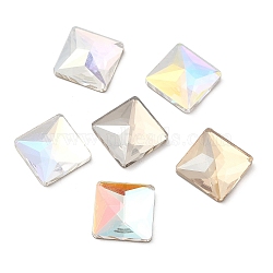 K5 Glass Rhinestone Cabochons, Flat Back & Back Plated, Faceted, Square, Mixed Color, 12x12x4.5mm(RGLA-N002-06A)