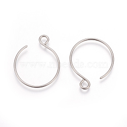 304 Stainless Steel Earring Hooks, Ear Wire, with Horizontal Loop, Stainless Steel Color, 22x18mm, Hole: 2.5mm, Pin: 0.8mm(X-STAS-L216-02A-P)