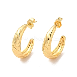 Rack Plating Brass Croissant Stud Earrings for Women, Lead Free & Cadmium Free, Real 18K Gold Plated, 27mm, Pin: 0.8mm(EJEW-F308-11G)