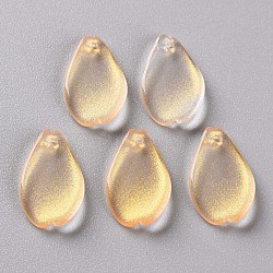 Transparent Spray Painted Glass Pendants, with Glitter Powder, Petaline, Gold, 16x9.5x2mm, Hole: 1mm(GLAA-S190-014A-05)