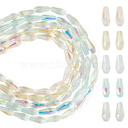 10 Strands 5 Colors AB Color Plated Transparent Glass Teardrop Beads Strands, Faceted, Mixed Color, 8.5~9x4~4.5mm, Hole: 0.8~0.9mm, about 55~56pcs/strand, 19.29~19.96''(49~50.7cm), 2 strands/color(EGLA-TA0013-66)