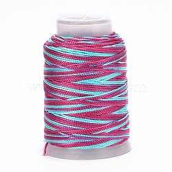 5 Rolls 12-Ply Segment Dyed Polyester Cords, Milan Cord, Round, Camellia, 0.4mm, about 71.08 Yards(65m)/Roll(WCOR-P001-01B-06)