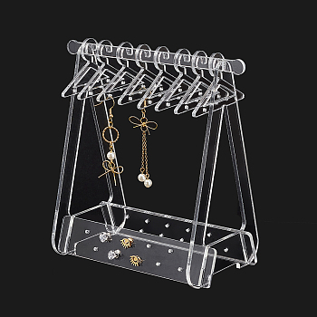 Coat Hanger Removable Acrylic Earring Displays, with 8 hangers, for Jewelry Display Supplies, Clear, Finished Product: 13.5x8.3x15cm