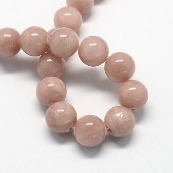 Natural Dyed Yellow Jade Gemstone Bead Strands, Round, Rosy Brown, 8mm, Hole: 1mm, about 50pcs/strand, 15.7 inch