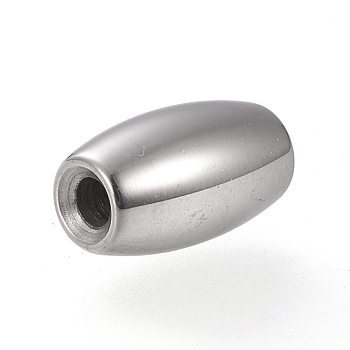 304 Stainless Steel Beads, Oval, Stainless Steel Color, 13x7.5mm, Hole: 2.5mm