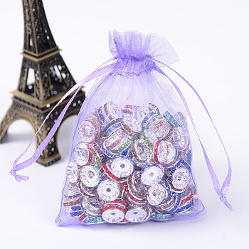 Organza Gift Bags with Drawstring, Jewelry Pouches, Wedding Party Christmas Favor Gift Bags, Medium Purple, 12x9cm